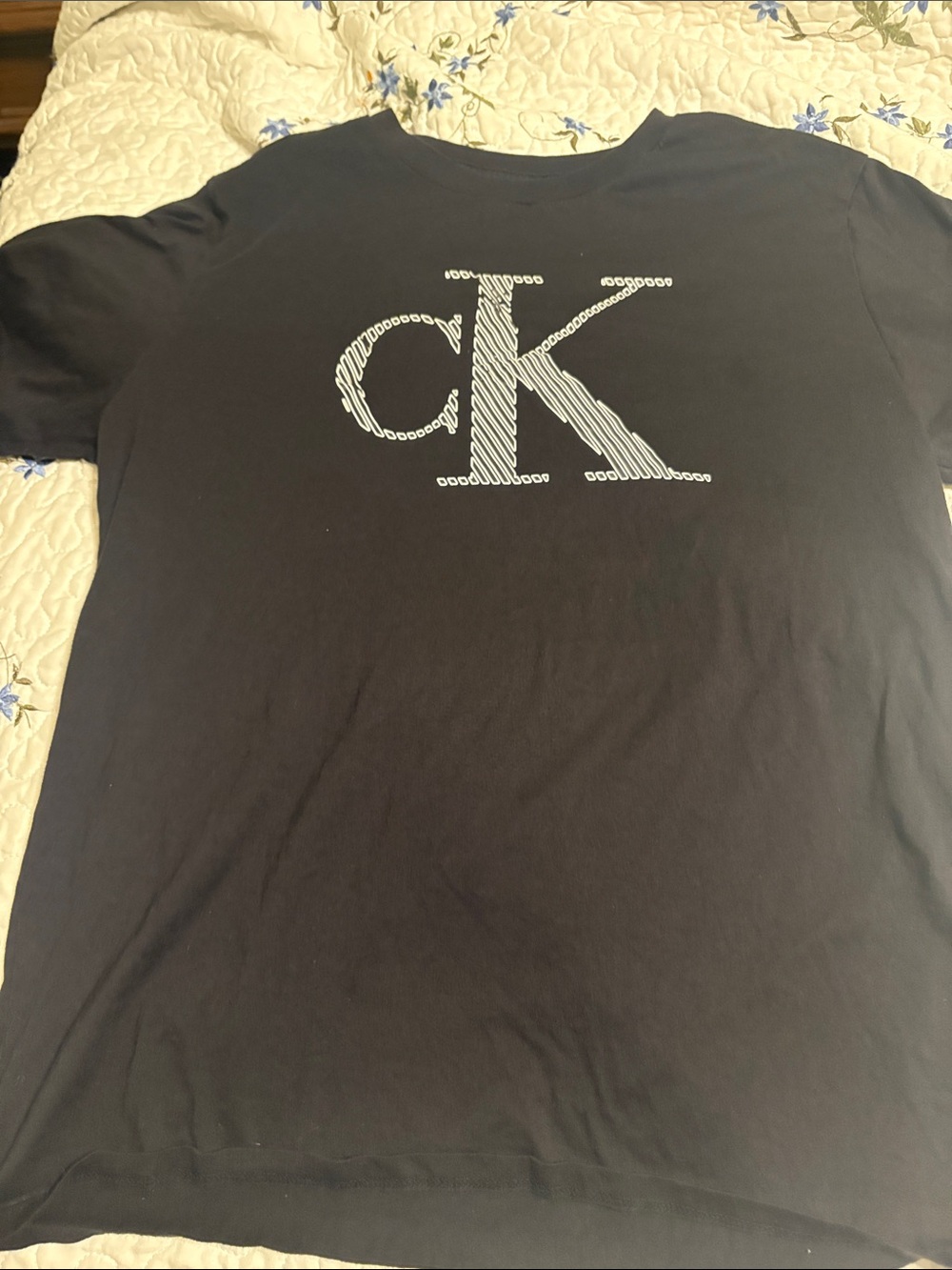 Calvin Klein Black Tee with White CK Rope Logo